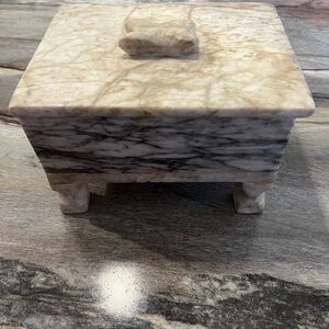 Vintage Marble Decorative Lidded Box - White Gray